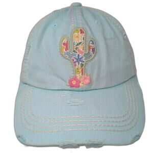 KBETHOS Baseball Cap Blue Pink OS Cactus Floral Distressed Strapback Cotton Hat